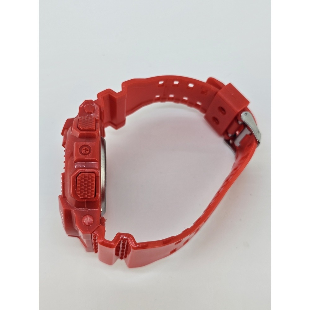 Men's Sports Digital Watch 50MM Red Case Plastic Bands Light Working - Picture 10 of 12